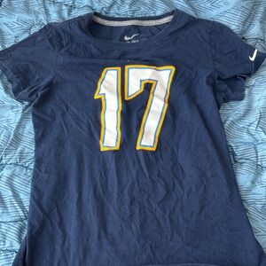 Nike Navy Blue Short Sleeve Tee with White and Yellow Number 17
